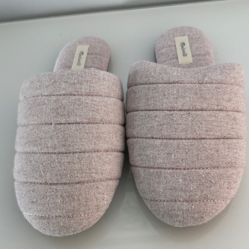 Madewell Chambray Quilted Scuff Slippers